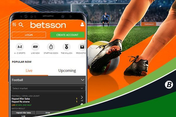 Schermata dell app Betsson su smartphone