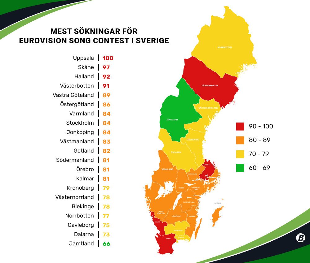 Sverigekarta Eurovision sökningar