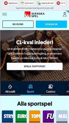 svenska spel app sport